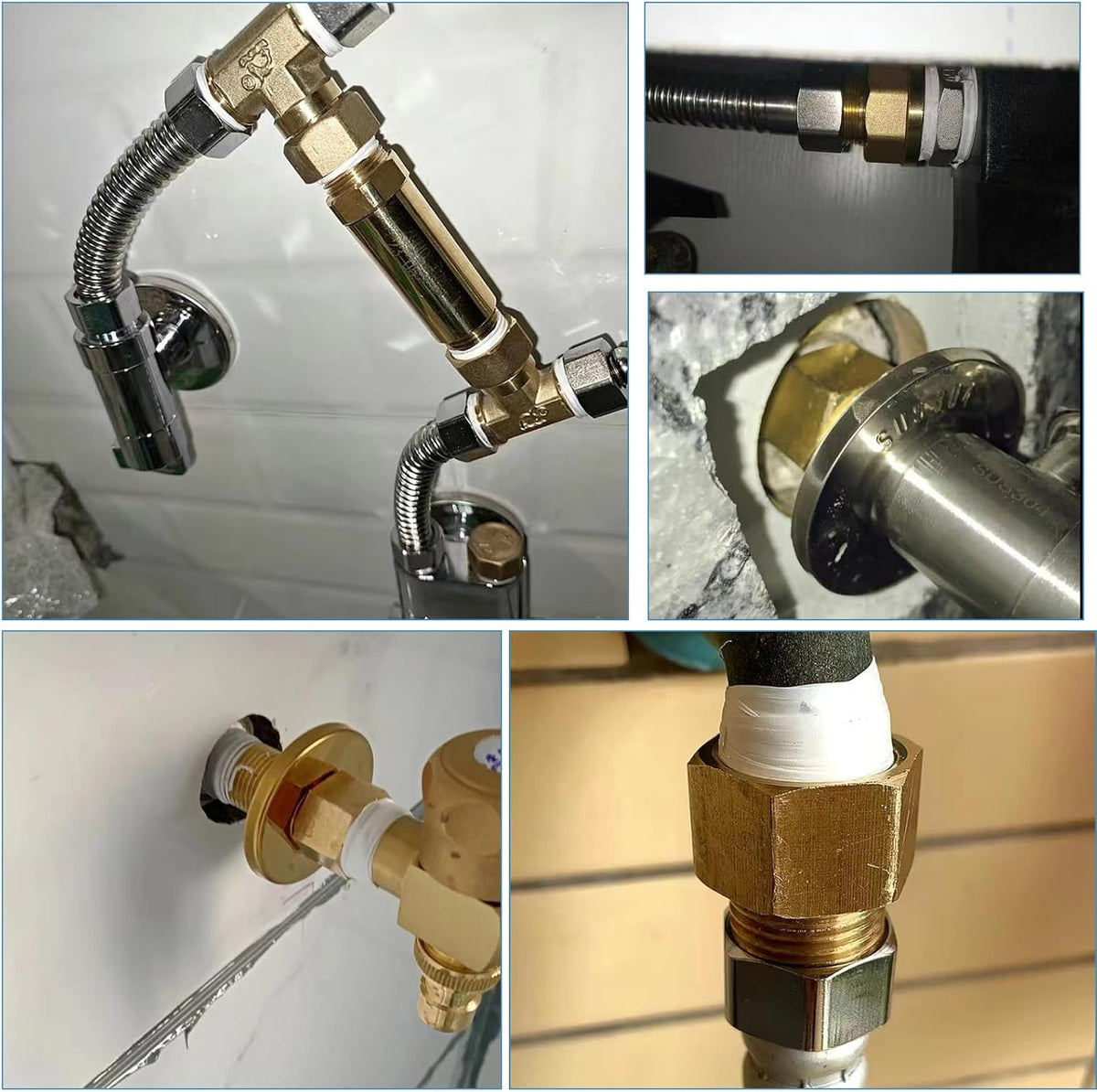 5PCS Extension Brass Pipe Fitting, 1/2" Female to 1/2" Male Adapter