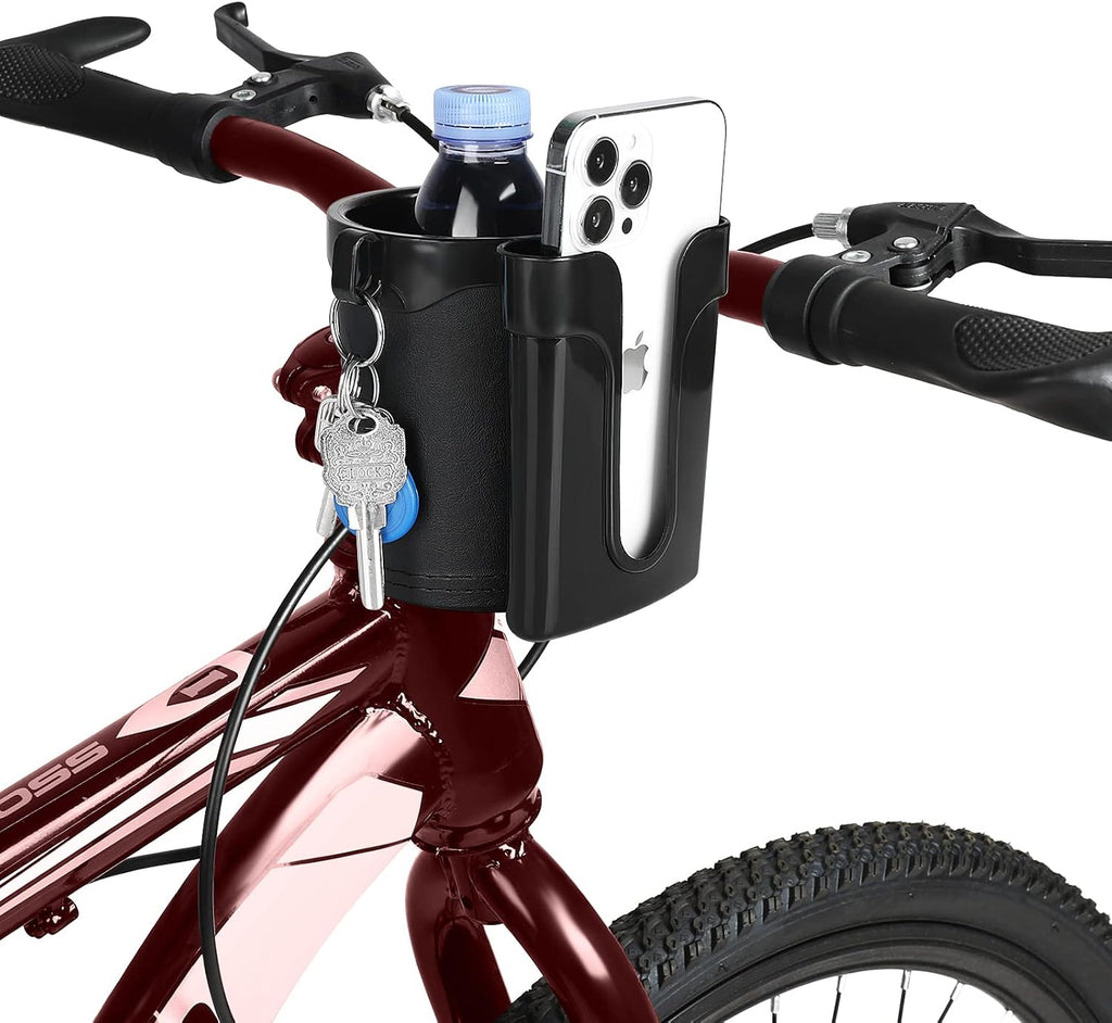 3-in-1 Bike Cup Holder with Cell Phone Keys Holder, Bike Water Bottle Holders, Universal Bar Drink Cup Can Holder for