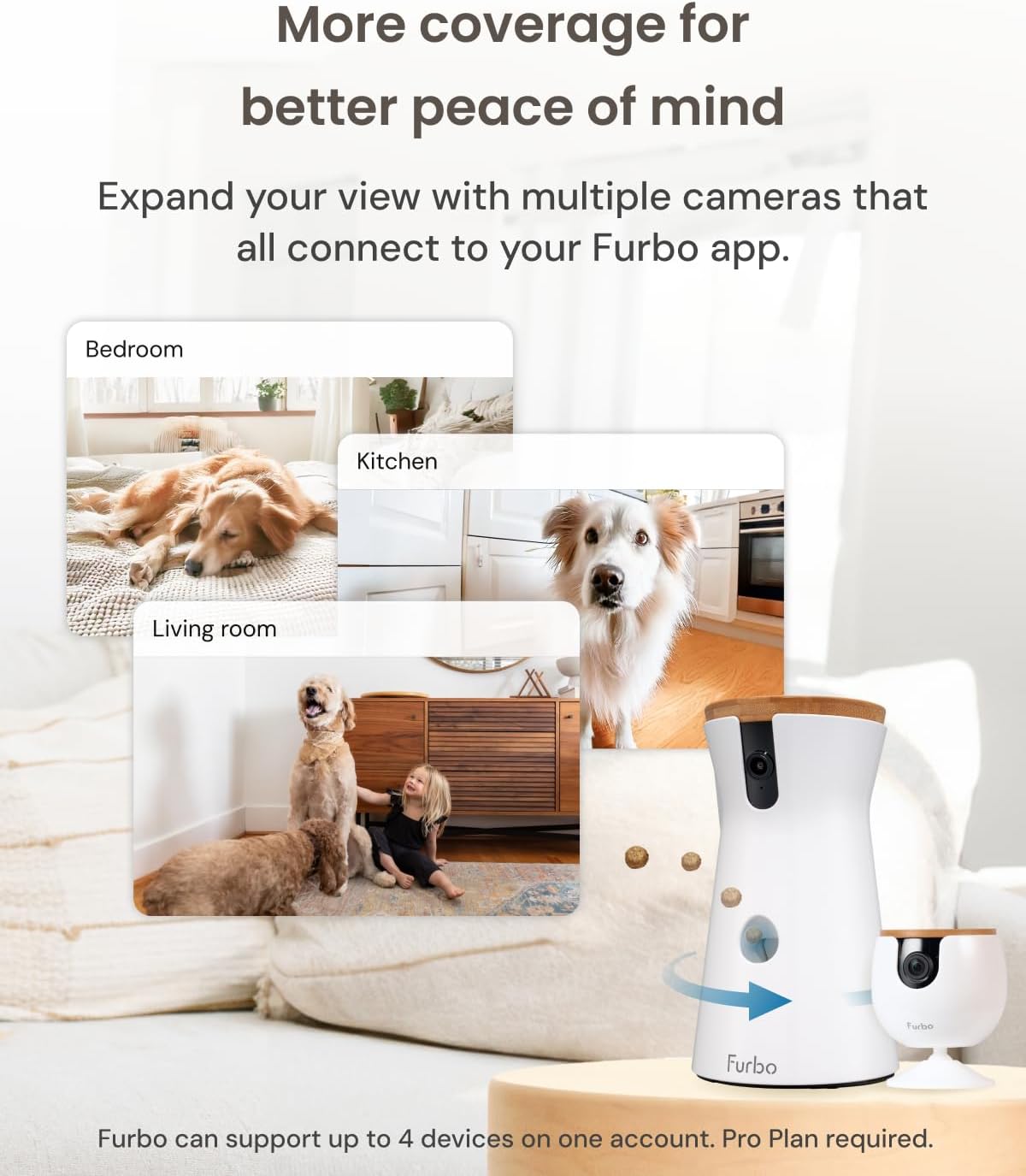 360° Dog Camera + Mini [New Subscription Required at Setup] 2-Camera Bundle Nanny Subscription: Dog Safety & Home
