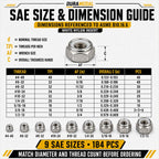 SAE & Metric Nylon Insert Lock Nut Assortment 405 Pcs, 304 SS