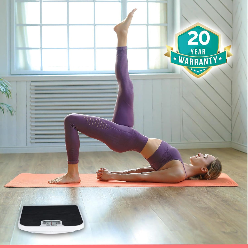 A21 Analog Scales for Body Weight - Up to 300 LB - New - Anti-Skid Rubber Surface + Large Numbers - Analog Bathroom