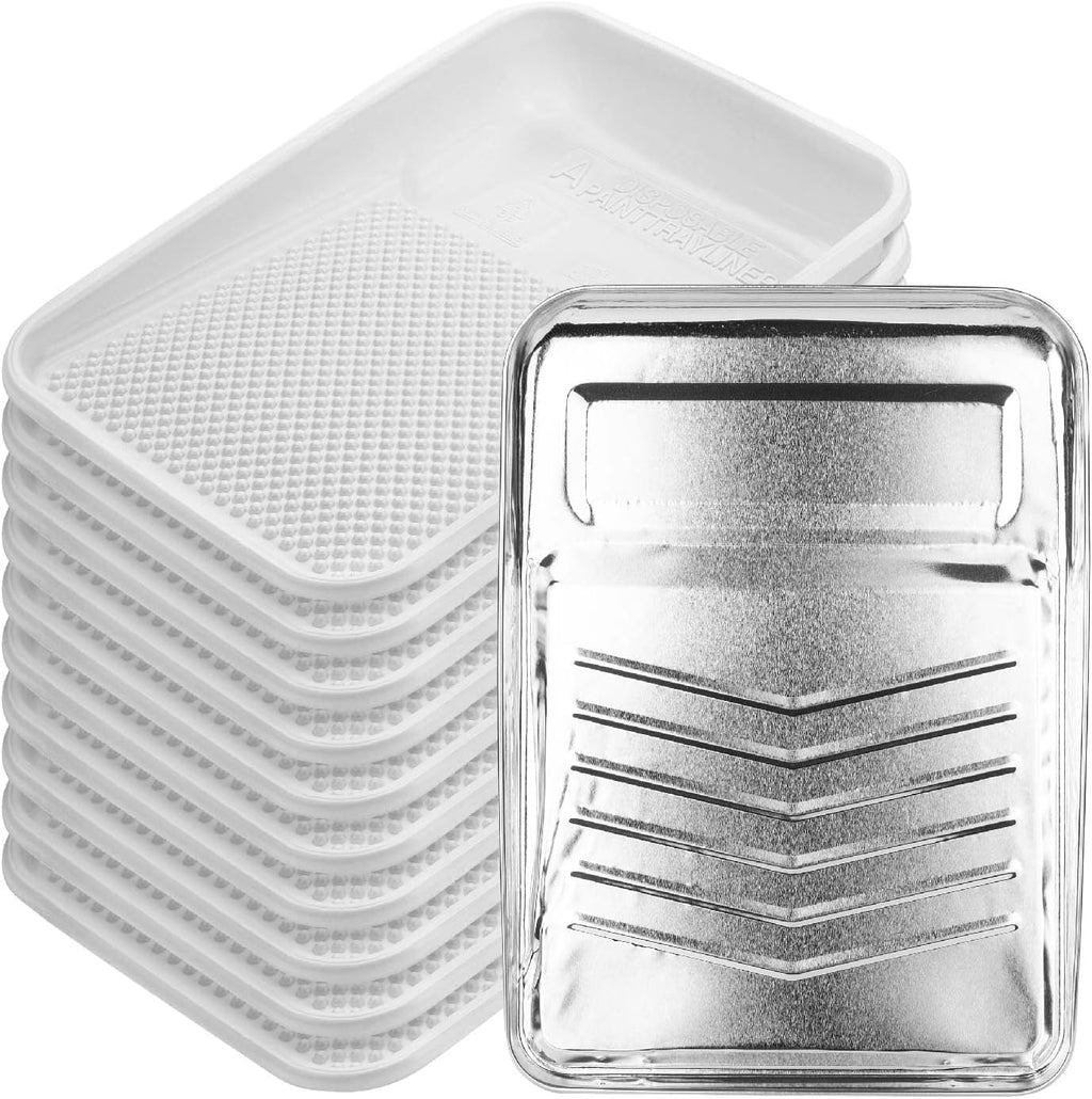 Bates 9 Inch Paint Tray with 10 Plastic Liners - Disposable Paint Roller Trays for Walls