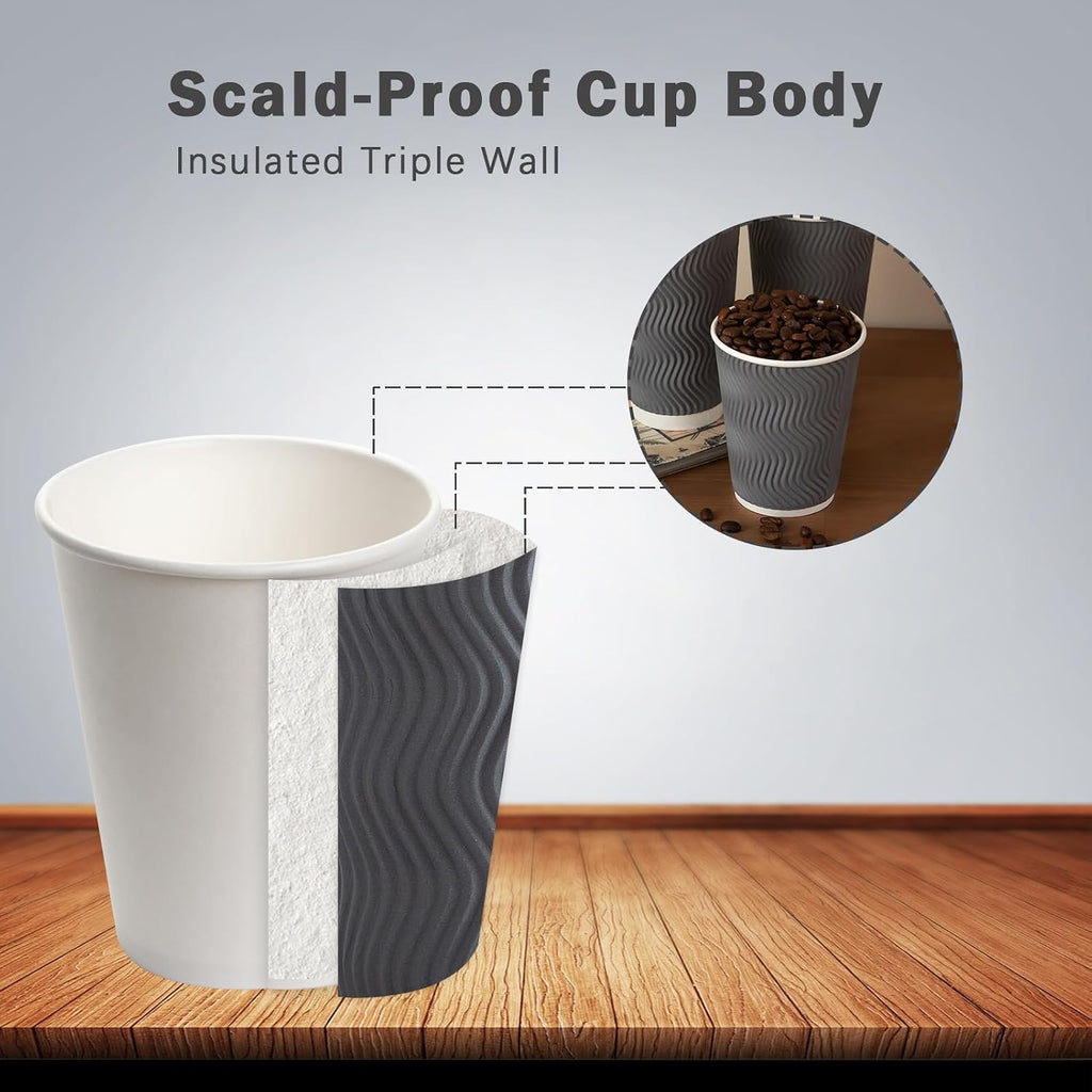 120 Pack 12 oz Coffee Cups Disposable Insulated Paper Cup Gray