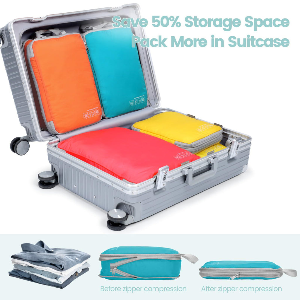 Compression Packing Cubes for Travel - 8 Set Organizer, Multi-color