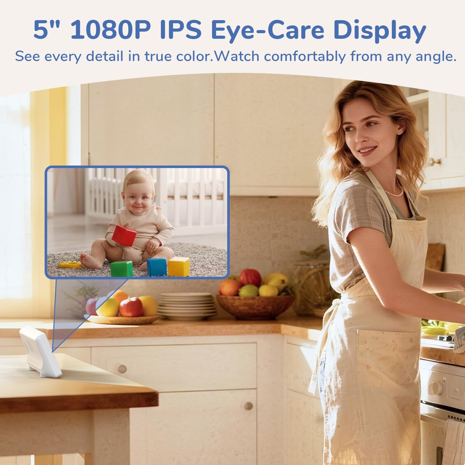 No WiFi Video Baby Monitor, 1080P 5" IPS Display, VOX | HD Night Vision, Two-Way Talk, 3X Zoom, Temperature Sensor