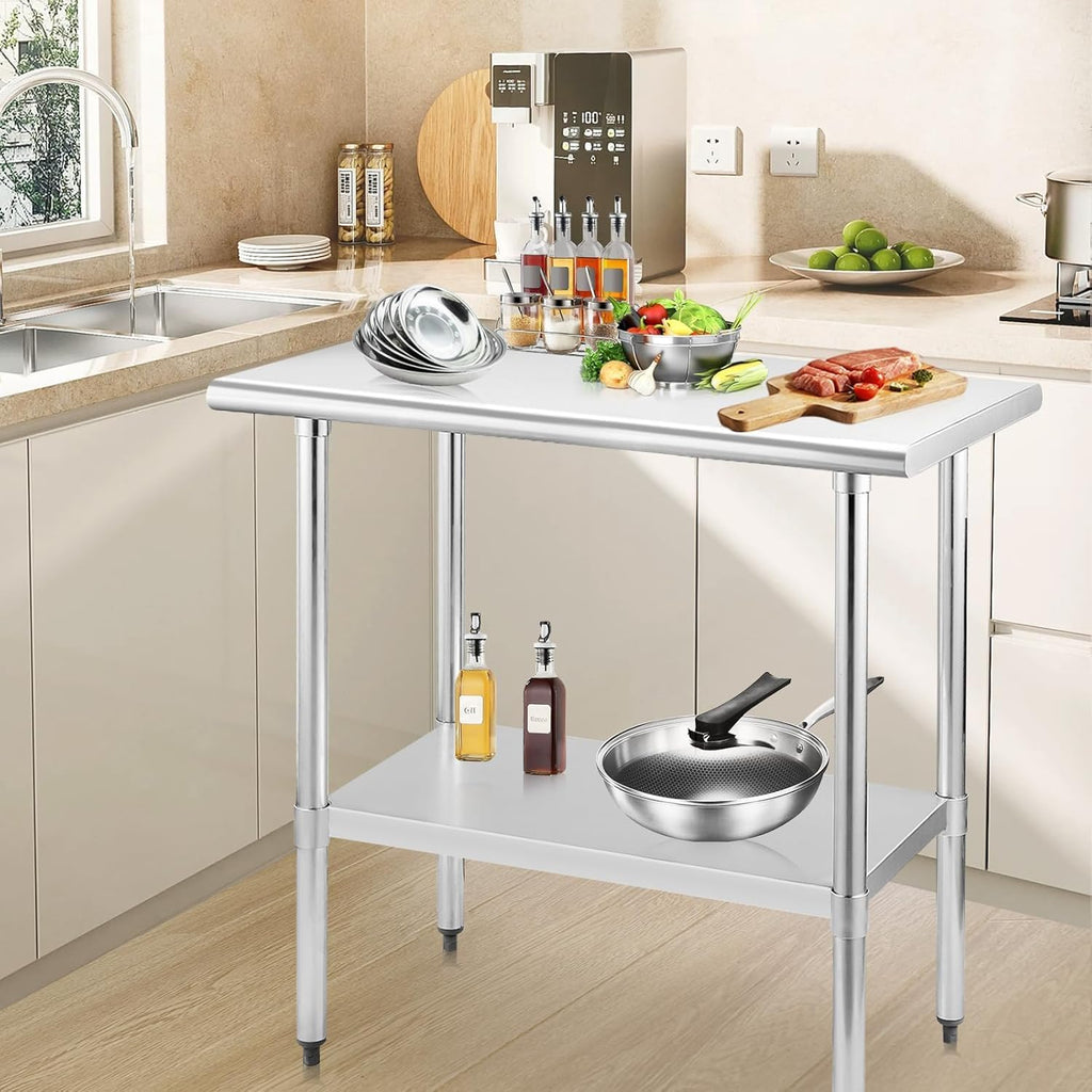 Stainless Steel Table with Undershelf 36x30 Inches 3ft for Prep