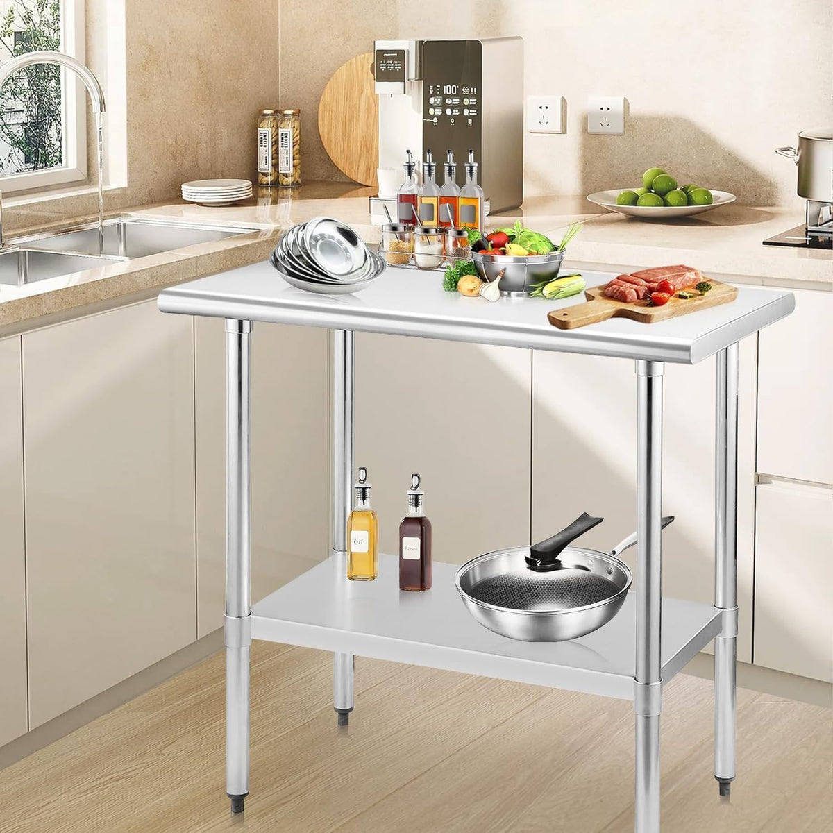 Stainless Steel Table with Undershelf 36x30 Inches 3ft for Prep