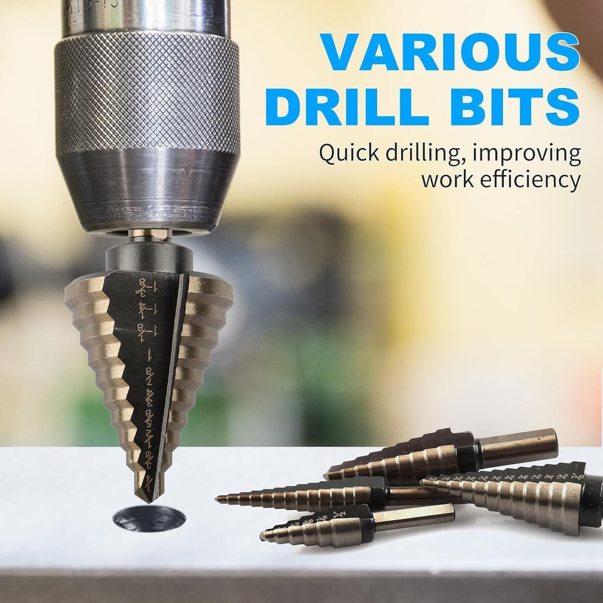 Rocaris 5 Pack Step Drill Bit & 5 Pack Countersink Drill Bit Set with Case