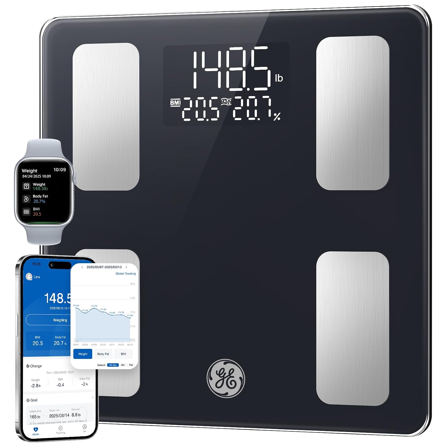 Smart Scale for Body Weight: BMI Body Fat, Digital Bluetooth Scale 400lb | 13 Body Composition Monitor Health