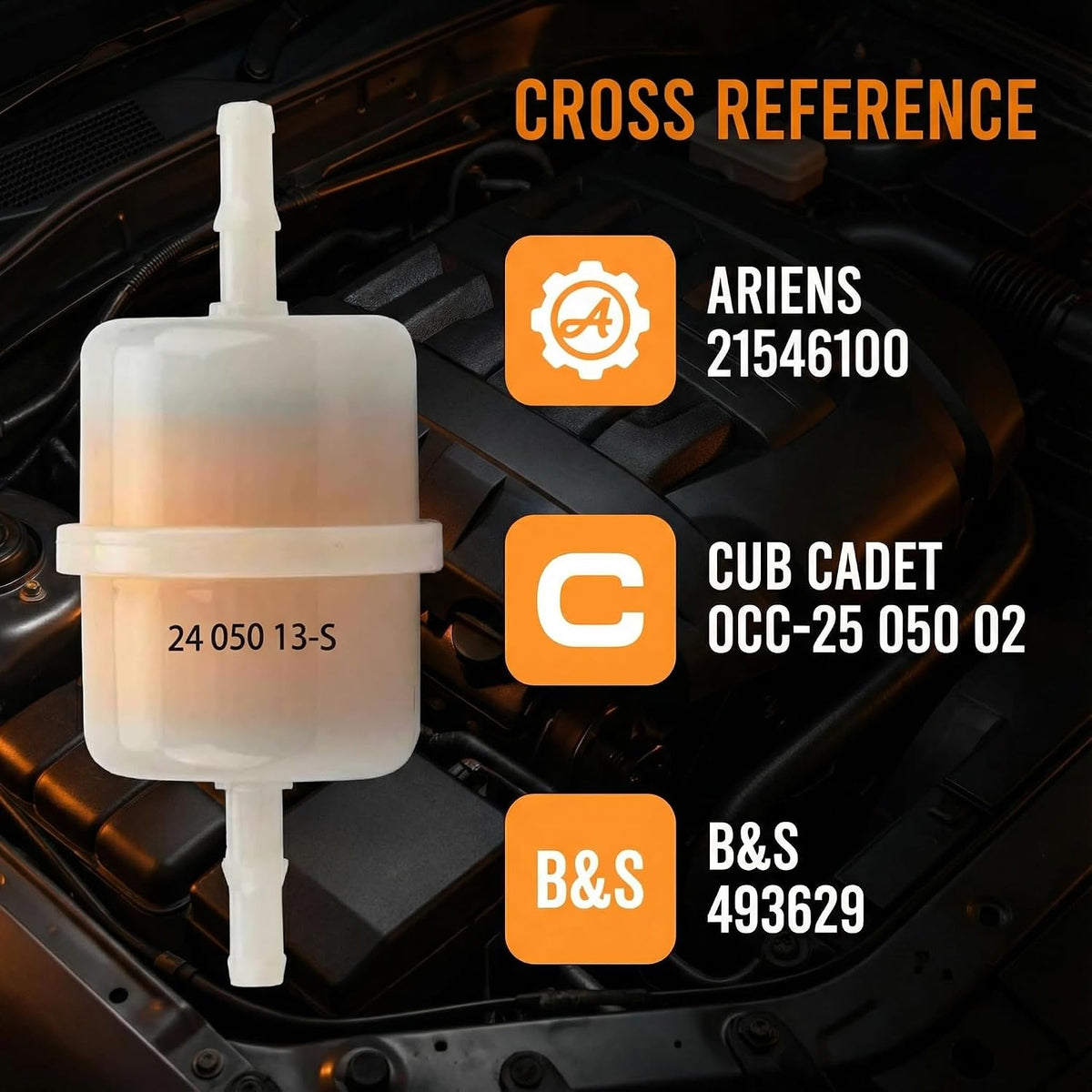 24 050 13-S Fuel Filter 15 Micron Compatible with Kohler 24 050 10 24 050 02-S 24 050 13 24 050 13S 24 050 13-s1 Ariens 21539500 Cub Cadet 2405010-S CC-24-050-02 Briggs 98688 692983 821026 (Pack of 2)