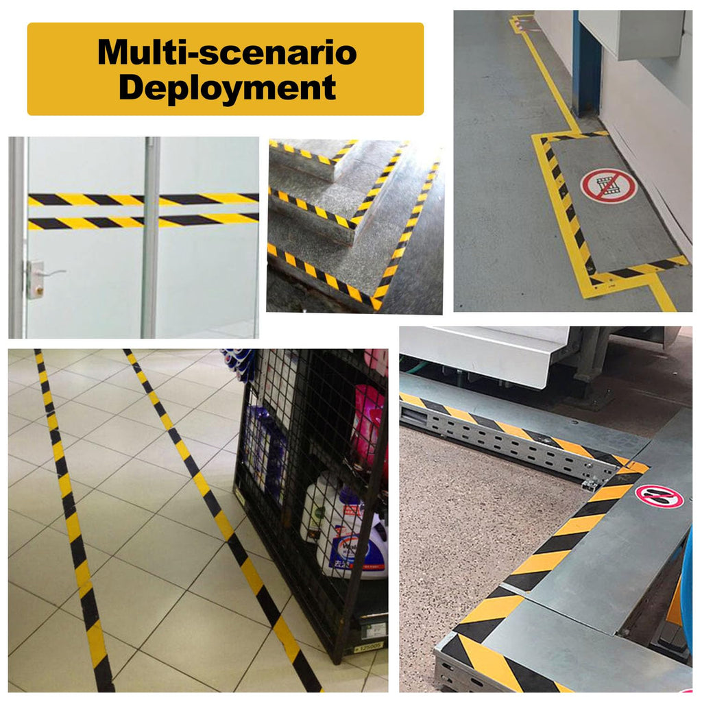 Hazard Warning Safety Stripe Tape Caution Tape Roll Waterproof Anti Slip Non-Abrasive Self-Adhesive Floor Marking