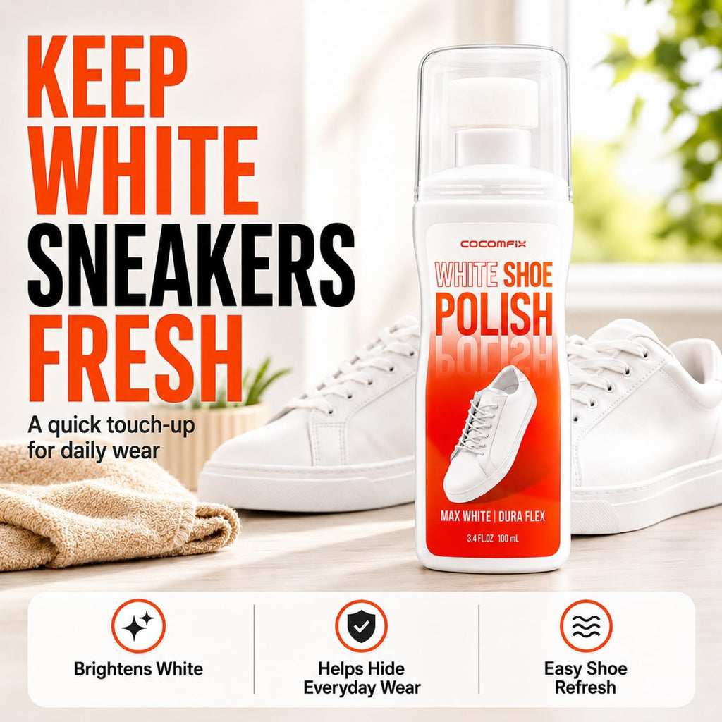 White Shoe Polish, Sneaker Whitener for Scuffs, Yellowing & Scratches | 3.4 fl oz White Shoe Paint for Yellowing