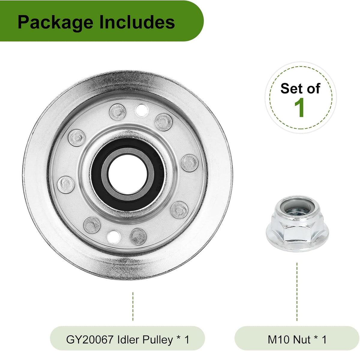 GY22172 Idler Pulley, Compatible with John Deere 42" 48" D140 D102 D110 D125 D130 L120 L130 2002 2003 2004 GY20996 GY20050 GX20305 Lawn Tractors Decks, Replaces GY20067, GY22172