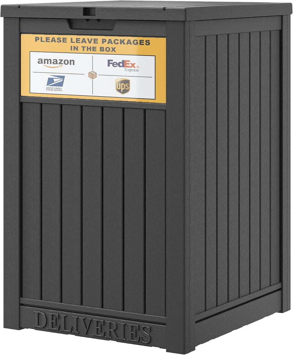 Package Delivery Box for Outside with Sign, 48 Gallon Storage with Lockable Secure, Large Double Wall Resin Outdoor
