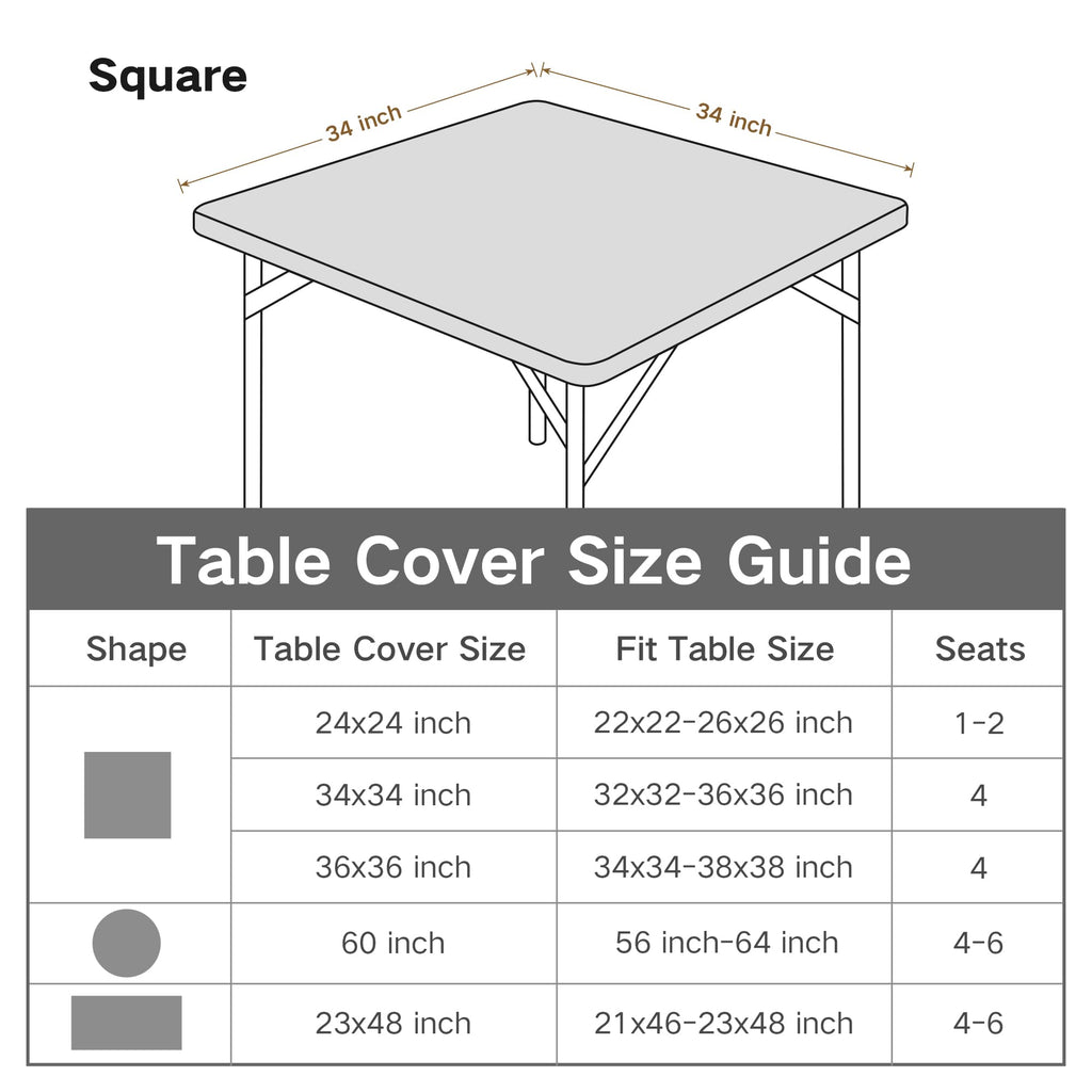 Card Table Covers Fitted Square Elastic Tablecloth, Red 34x34 in