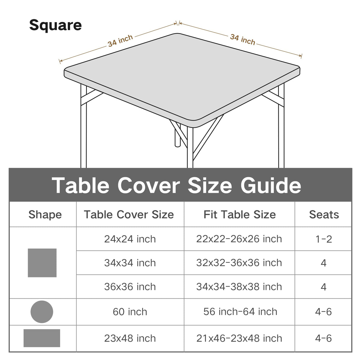 Card Table Covers Fitted Square Elastic Tablecloth, Red 34x34 in