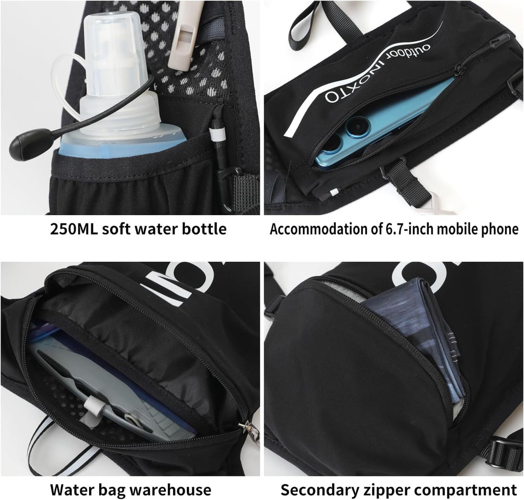 INOXTO Running Hydration Vest ,Lightweight Insulated Pack with 250ml Soft Flask Daypack for Hiking Trail Running