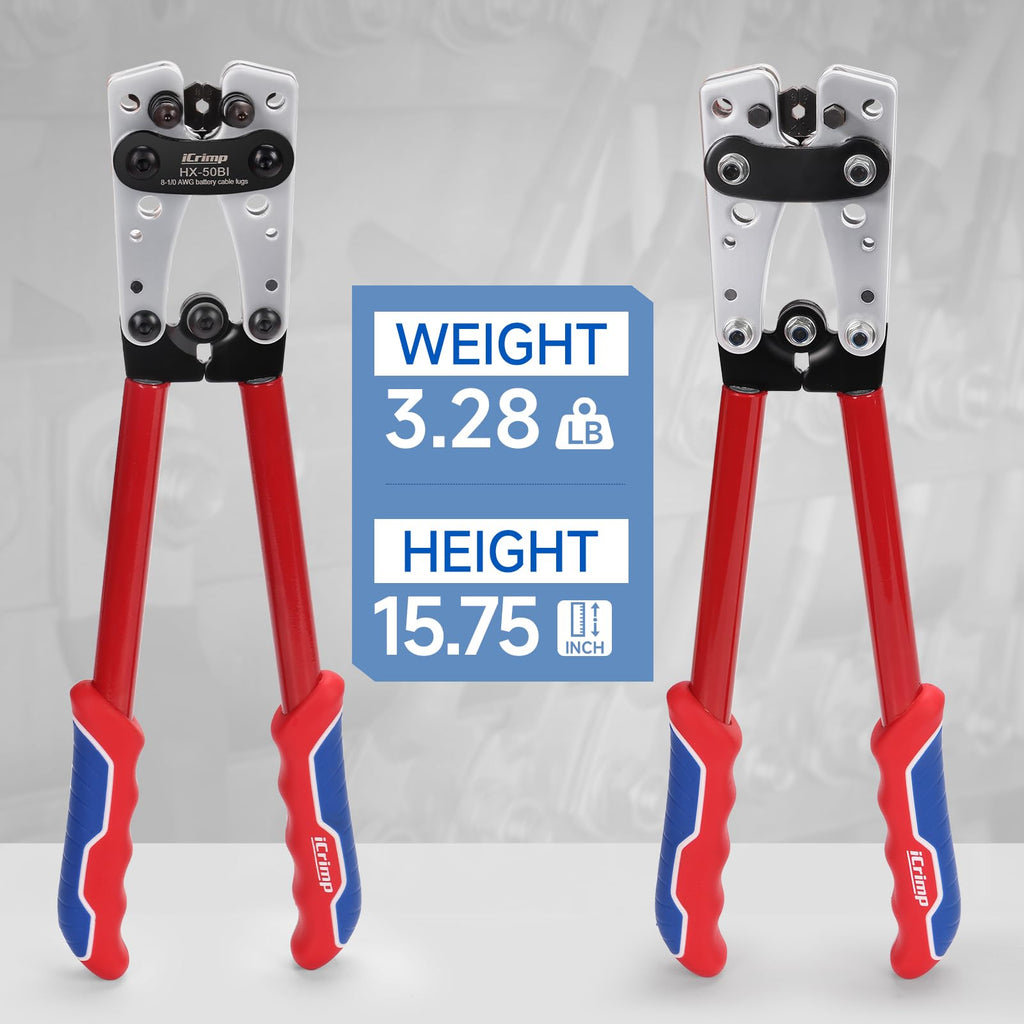 iCrimp Cable Lug Crimping Tool for Heavy Duty Wire Lugs AWG 8-1/0