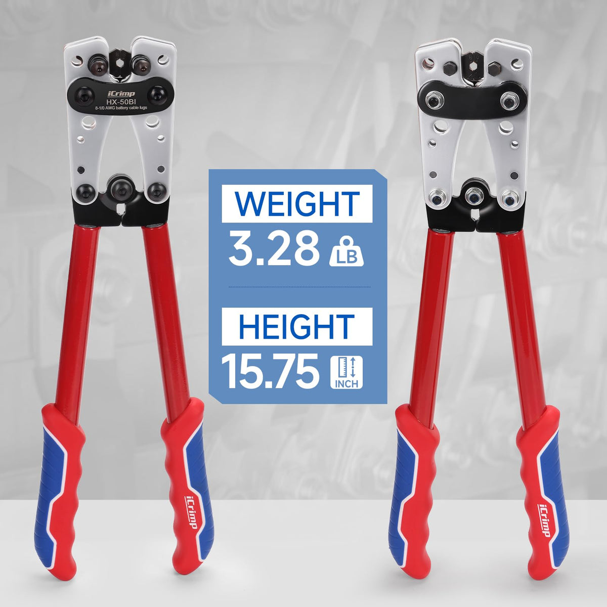 iCrimp Cable Lug Crimping Tool for Heavy Duty Wire Lugs AWG 8-1/0