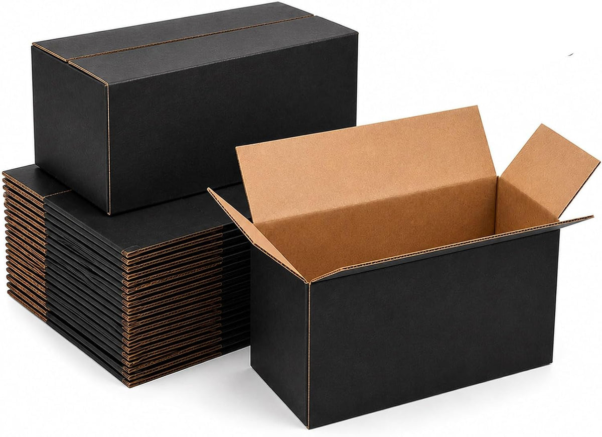 9x6x6 Black Shipping Boxes, Pack of 35