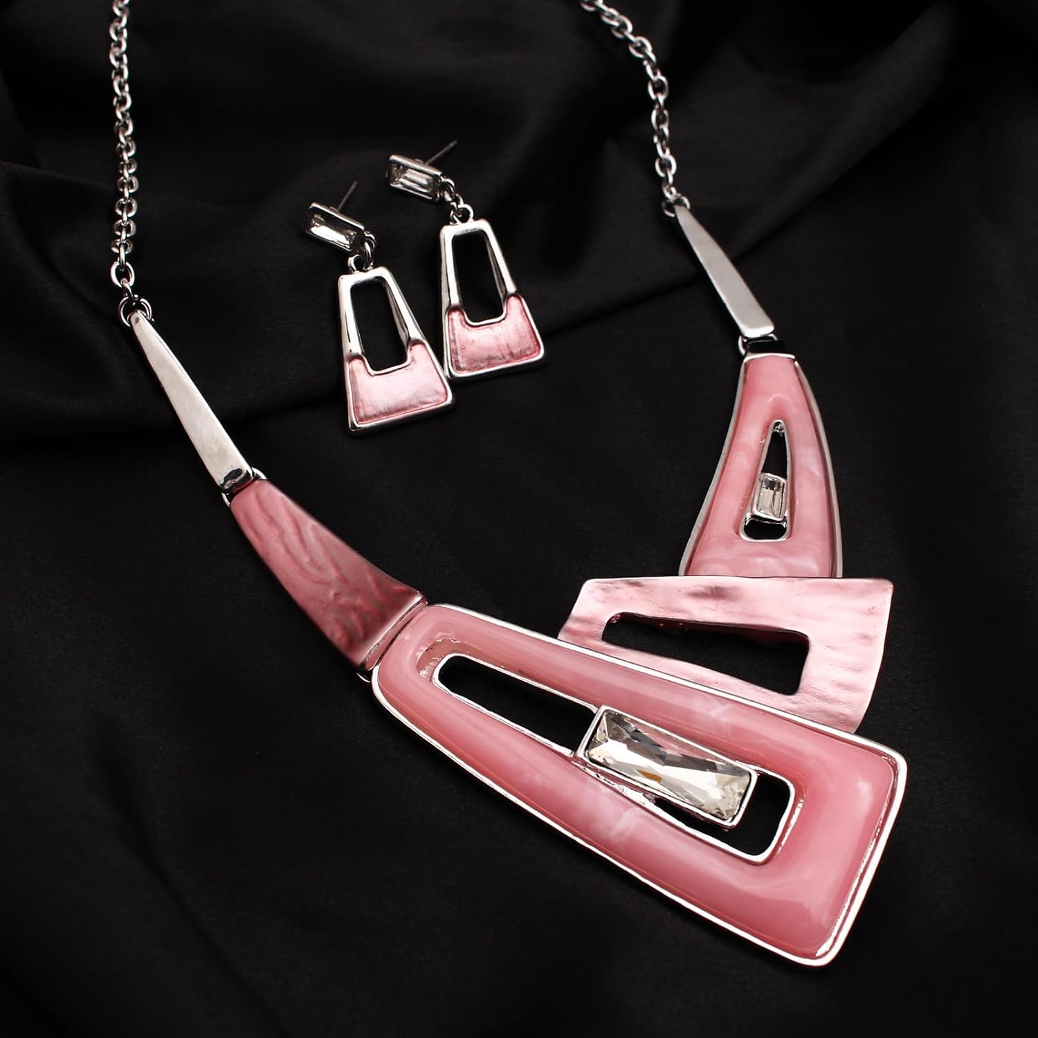 Irregular Enamel Triangle Shape shell Collar Bib Bohemian Boho Statement Necklace Earrings Fashion Costume Jewelry