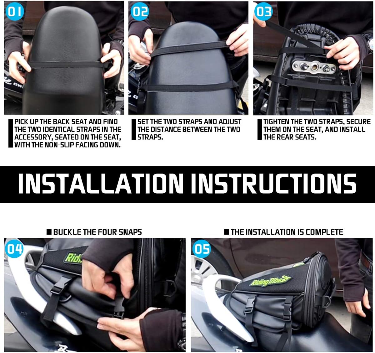 Motorcycle Backseat Tank Bag Multifunctional Waterproof PU Leather Storage Saddle Bag Motorbike Rear Seat Super Light