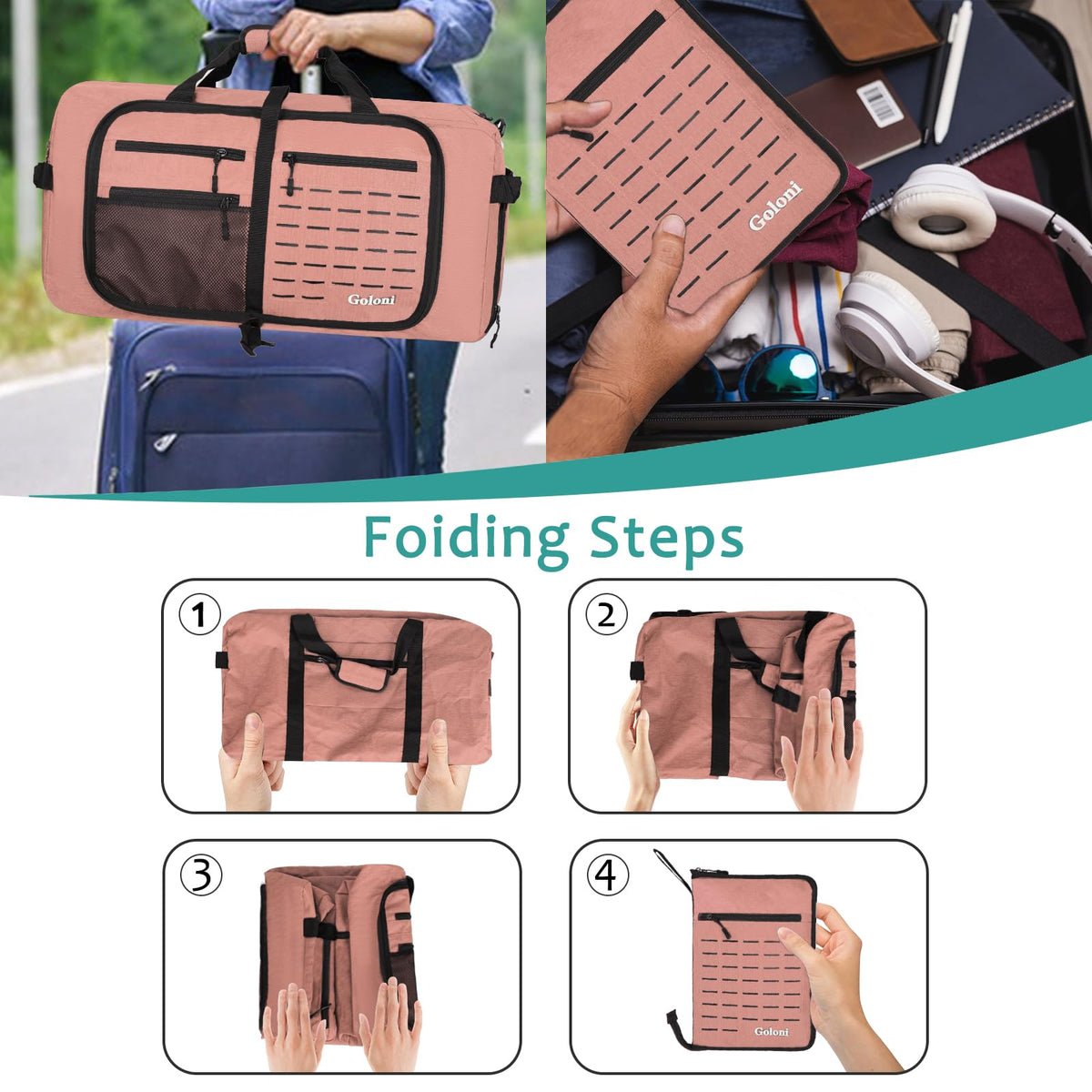 80L Foldable Duffle Bag for Travel, Large Durable Travel Duffel Bag