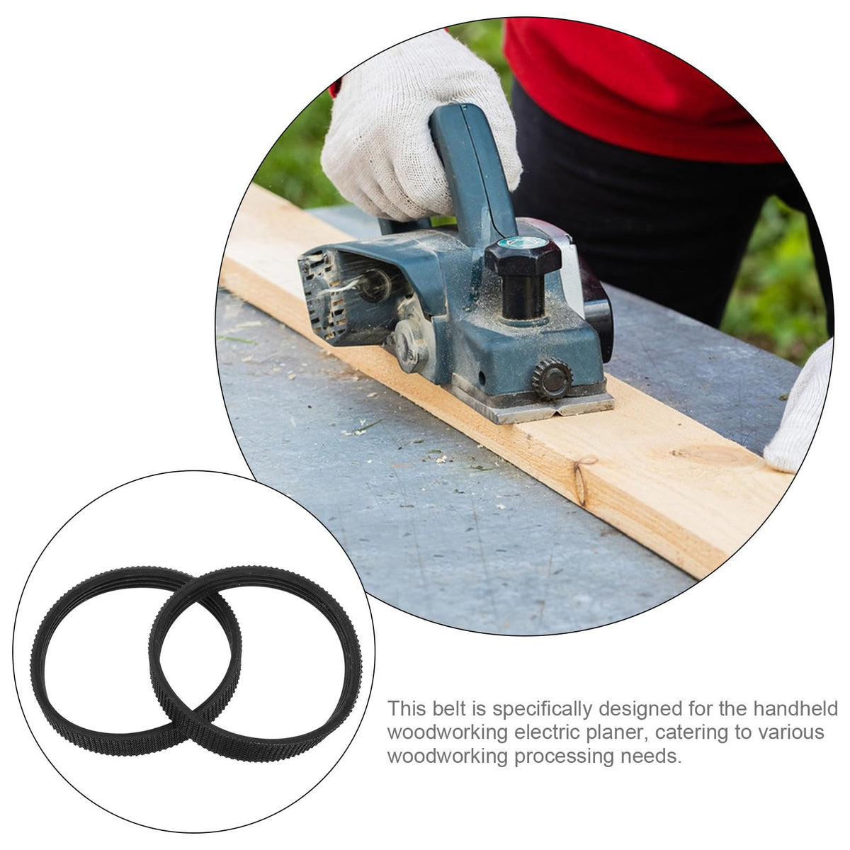 Electric Planer Drive Belt Replacement 2pcs for Handheld Woodworking