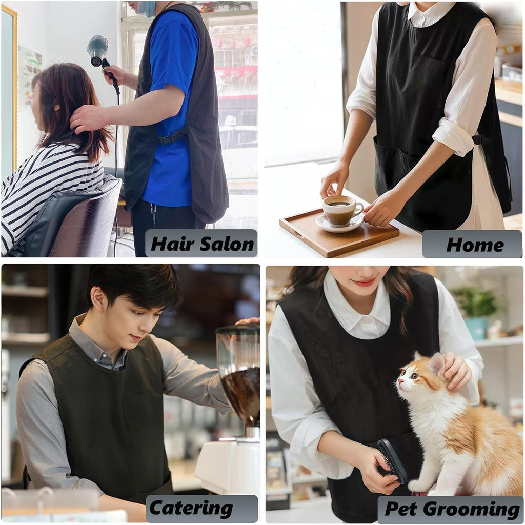 Barber Smock Waterproof Hair Stylist Apron with 4 Pockets Hairdresser Apron Barber Vest Barber Jackets for Women Men