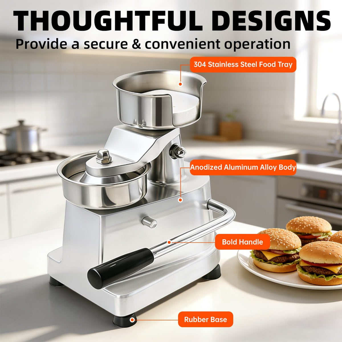 Commercial Hamburger Press Patty Maker, 4 inch Manual Burger Press