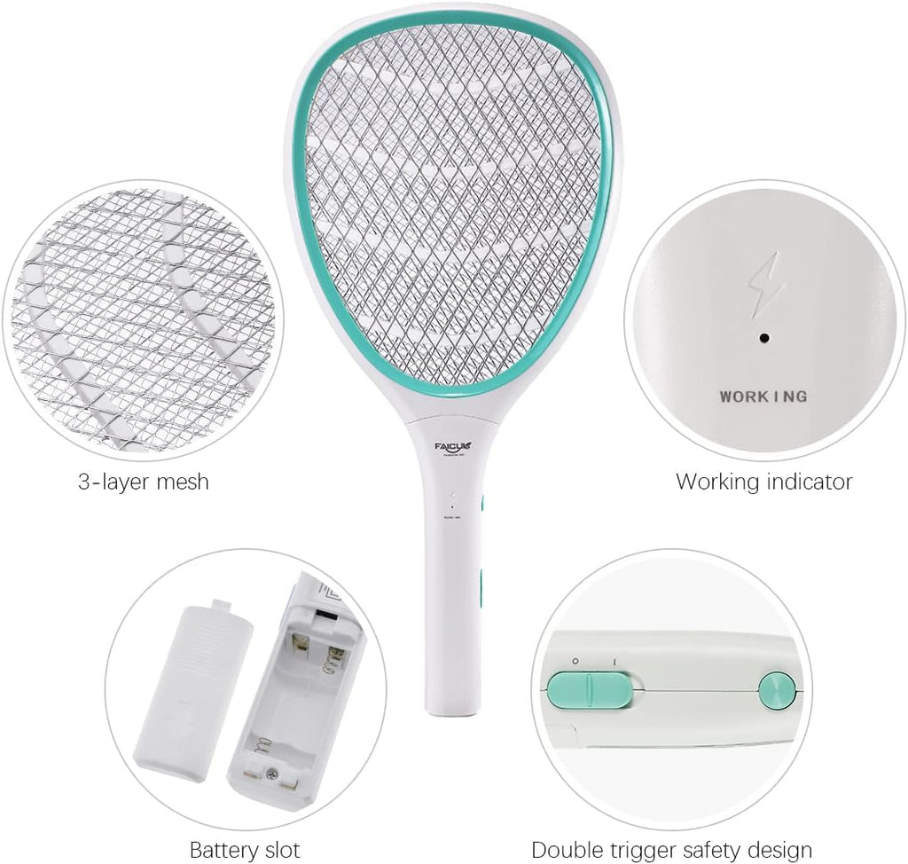 Handheld Bug Zapper Racket Electric Fly Swatter | Mosquito Zapper Racket For Indoor & Outdoor Use, AA Battery