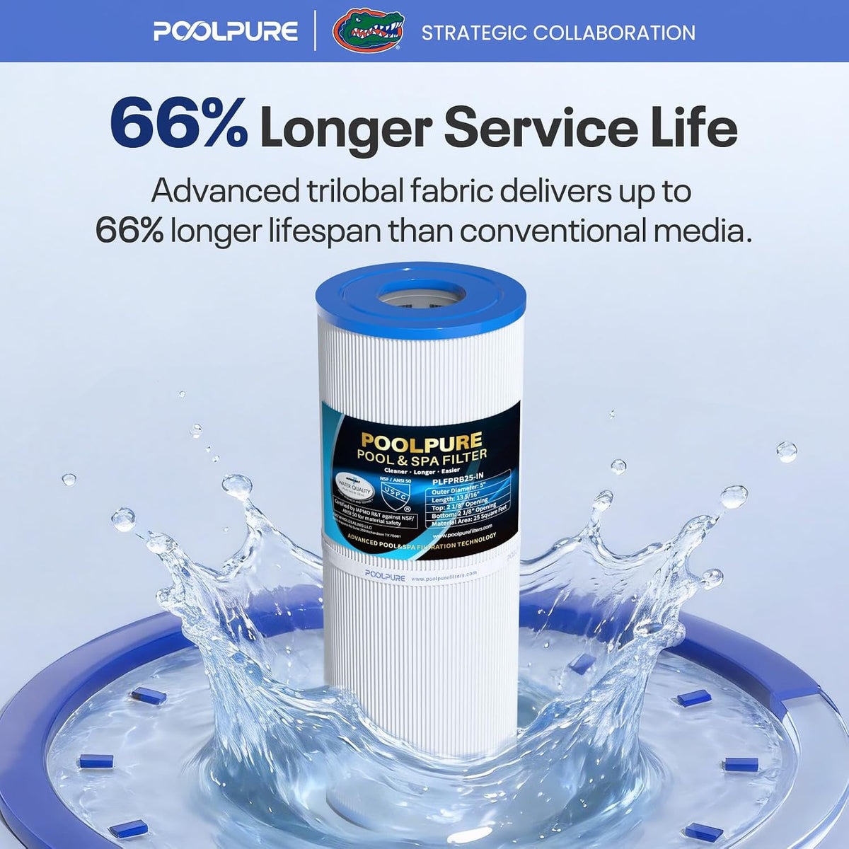 POOLPURE PRB25-IN Hot Tub Filter Replace Unicel C-4326, 3005845, 1Pack