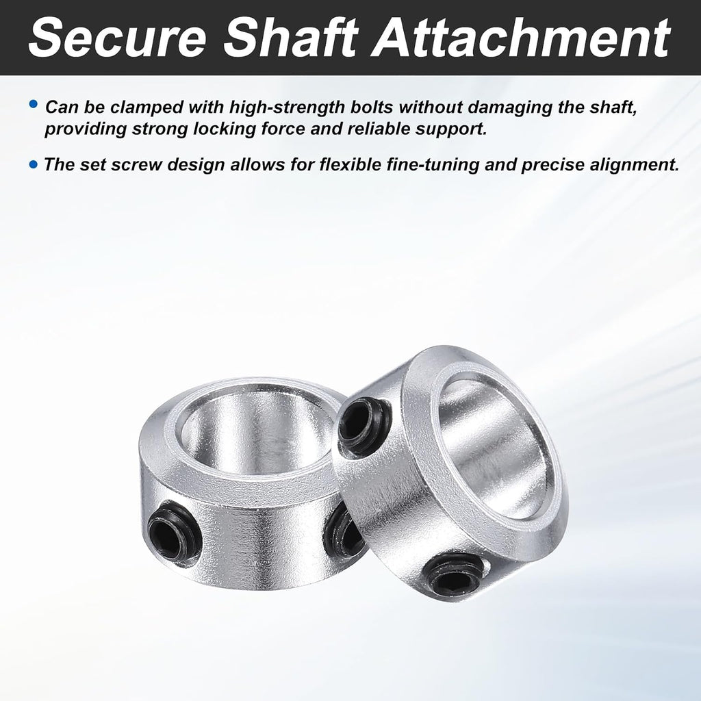 MECCANIXITY 10Pack Shaft Collar 10mm Bore 8mm Thick 16mm OD Silver