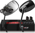 Motorcycle Mirrors 10MM, Universal 360 Degree Adjustable Rear View Side Mirror Handlebar Mount ABS Black Compatible