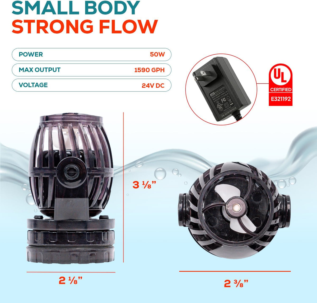 1600 GPH 24V DC Wave Maker Pump - Sine Wave Technology Ultra Quiet Circulation Pump with LED Digital Controller