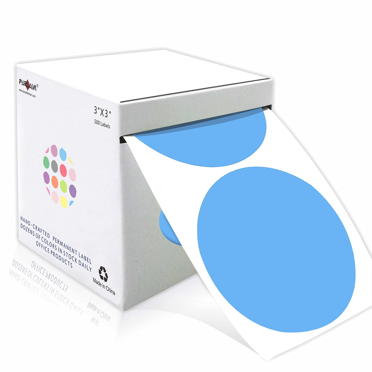 3 Inch Round Permanent Adhesive Color Cod Dot Stickers,500 per Dispenser Box Roll dots Label Inventory Circle