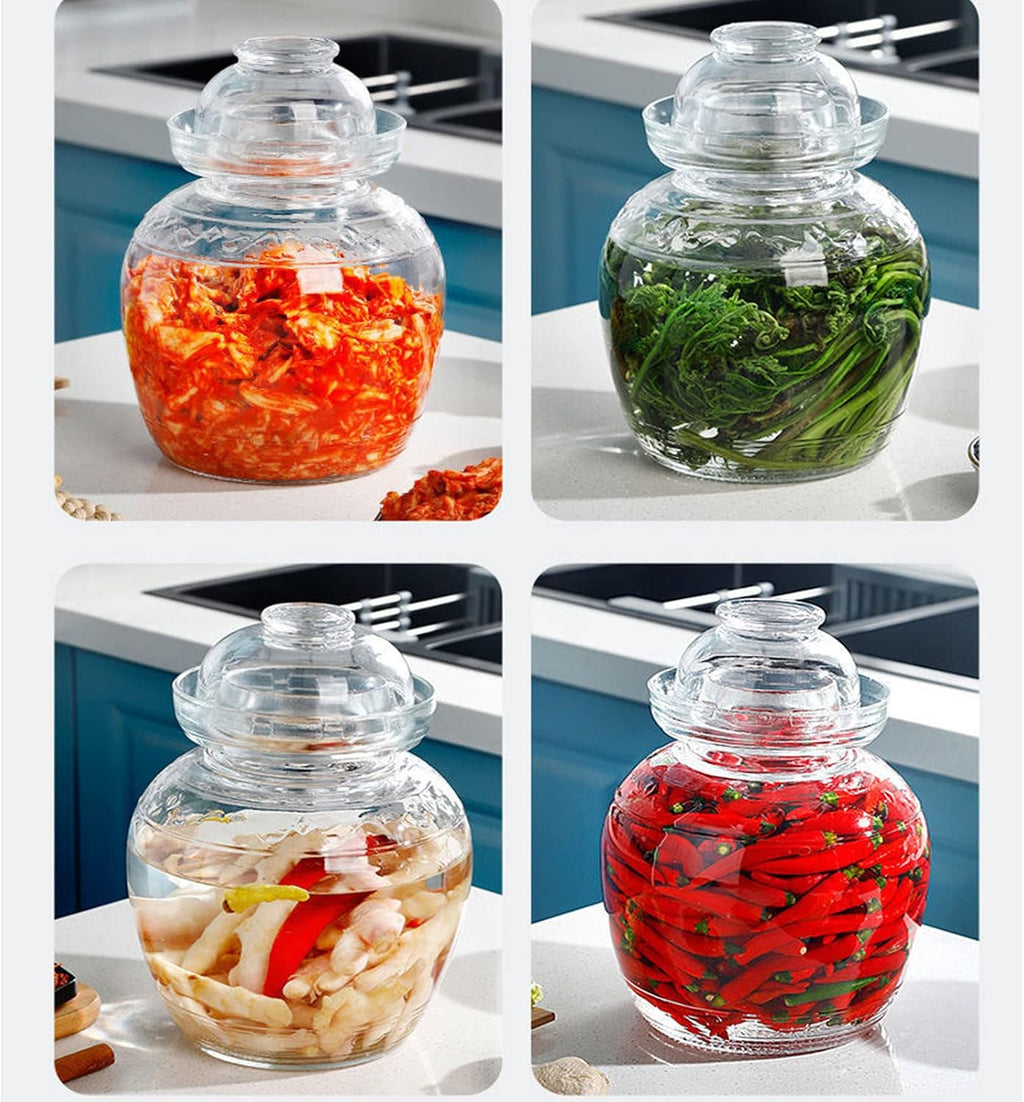 Pickle Jar, 1.5 Liter Fermentation Kimchi Jar with Water Seal Lid