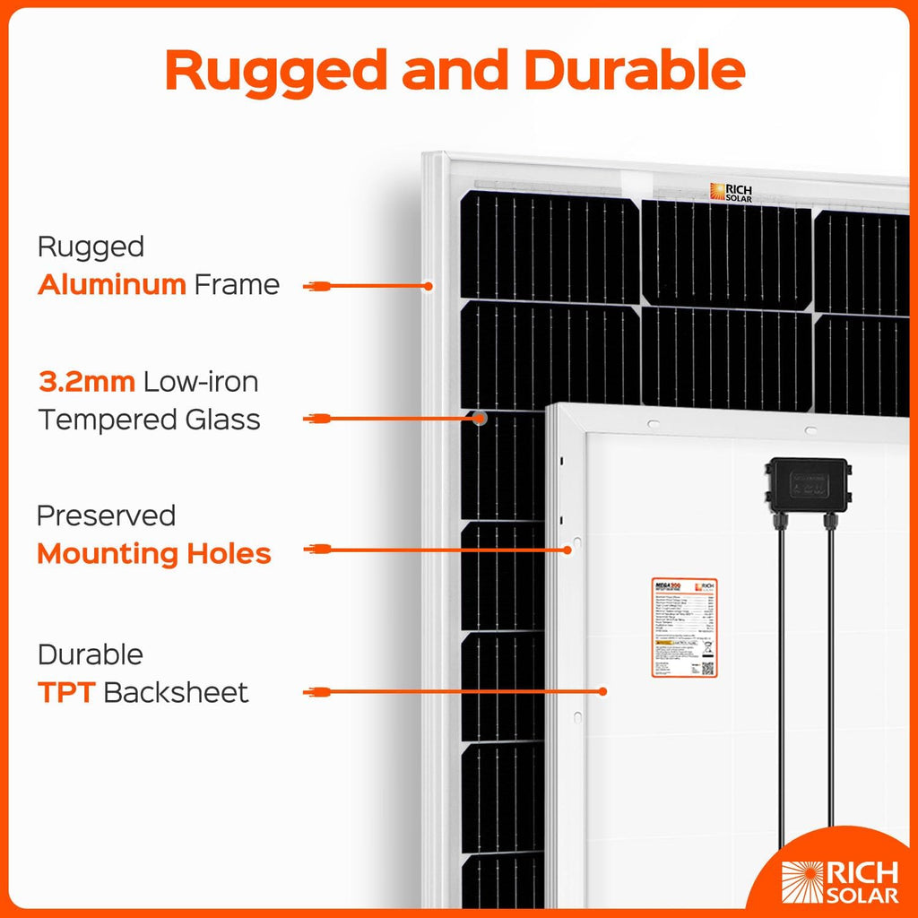200 Watt 12 Volt Monocrystalline Solar Panel 2 Pack of 9BB Cell 100W High Efficiency Solar Module Charge Battery for