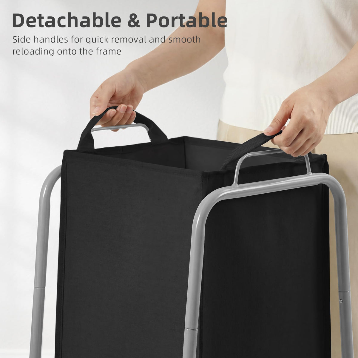 Metal Rack Laundry Hamper, Large Laundry Basket with Convenient Handle, Freestanding Dirty Clothes Hamper for for