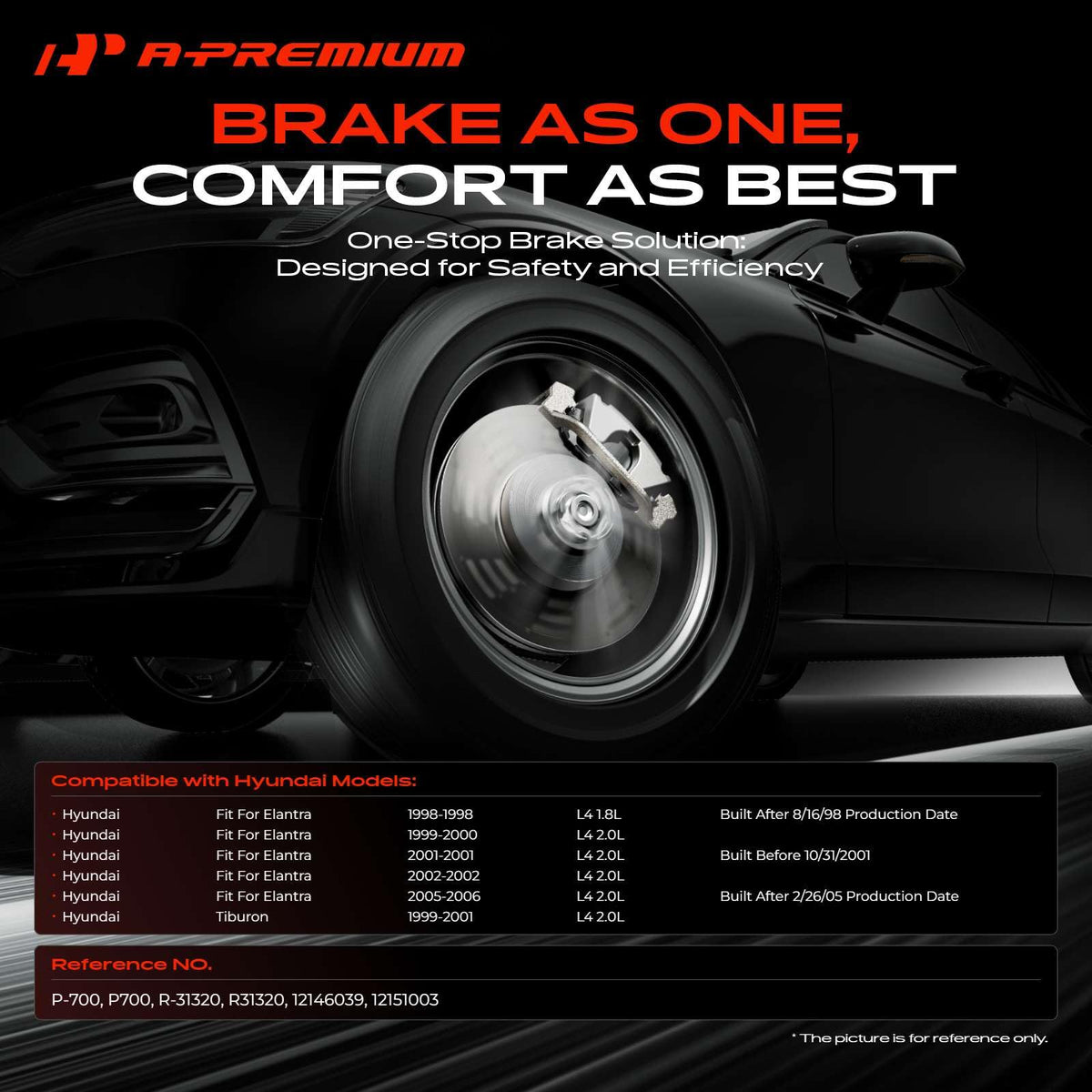 A-Premium 10.12 inch (257mm) Front Vented Brake Rotors and Ceramic Pads Kit