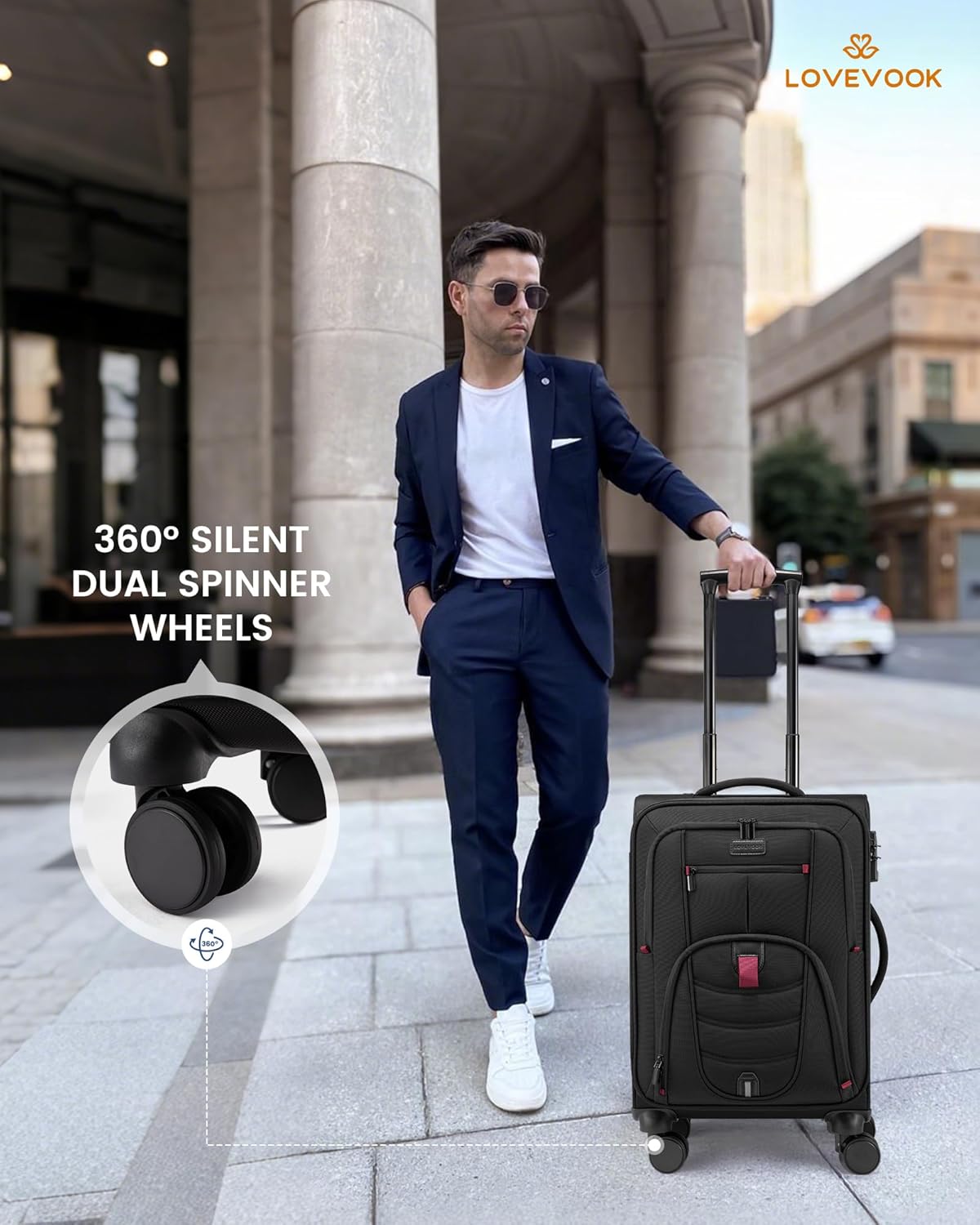 Carry On Luggage 22x14x9 Airline Approved, 22-Inch Suitcases with Spinner Wheels, Softside Carry-on Luggage with TSA