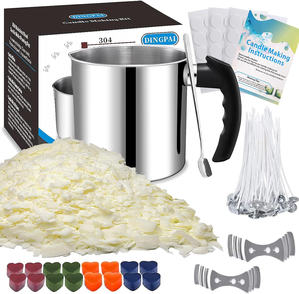 Candle Making Supplies, Candle Make Pouring Pot, Wicks & Soy Wax | 304 Stainless Steel Melting pot & Spoon, Candle