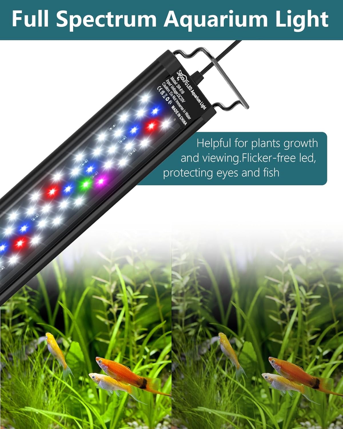 Led Aquarium Light for Plants Growth, Fish Tank Light 12-18 Inch | Full Spectrum Aquarium Lights for Fish Tank with