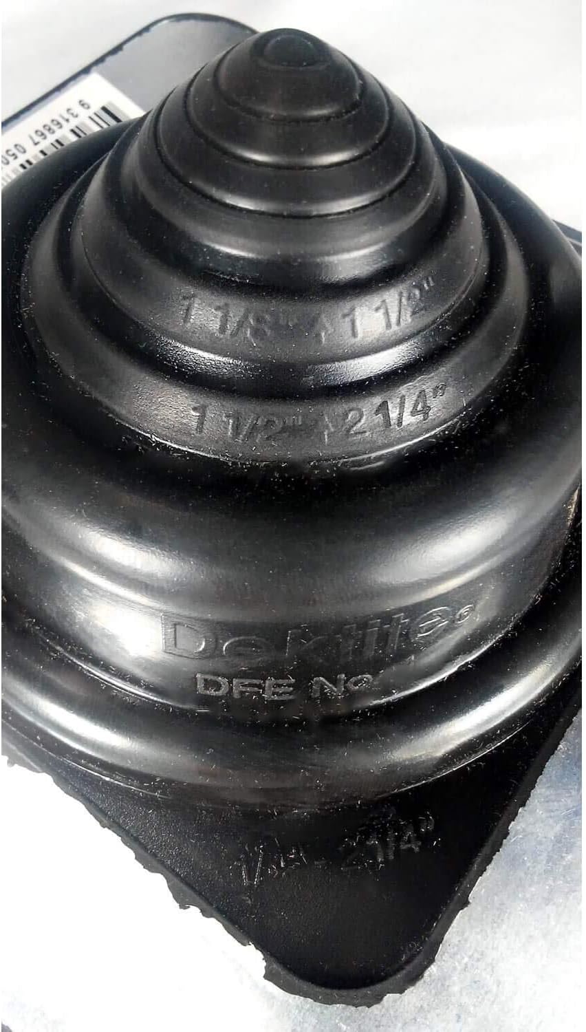 #1 (1/4" - 2-1/4") SQUARE BLACK EPDM Flexible Pipe Flashing, Roof Jack, Pipe Boot Flashing Dektite (DFE101G)