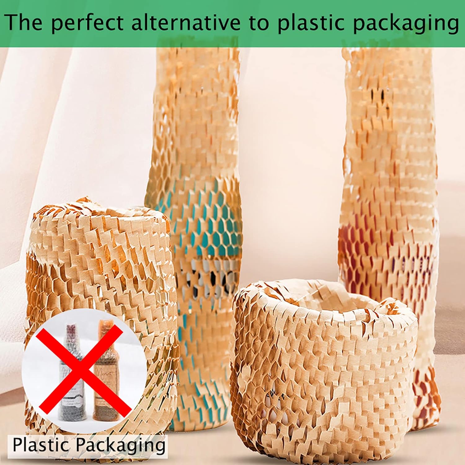 Honeycomb Packing Paper Wrap 15"x131' Sustainable Alternative to Bubble Wrap for Moving/shipping/packing Roll with 20