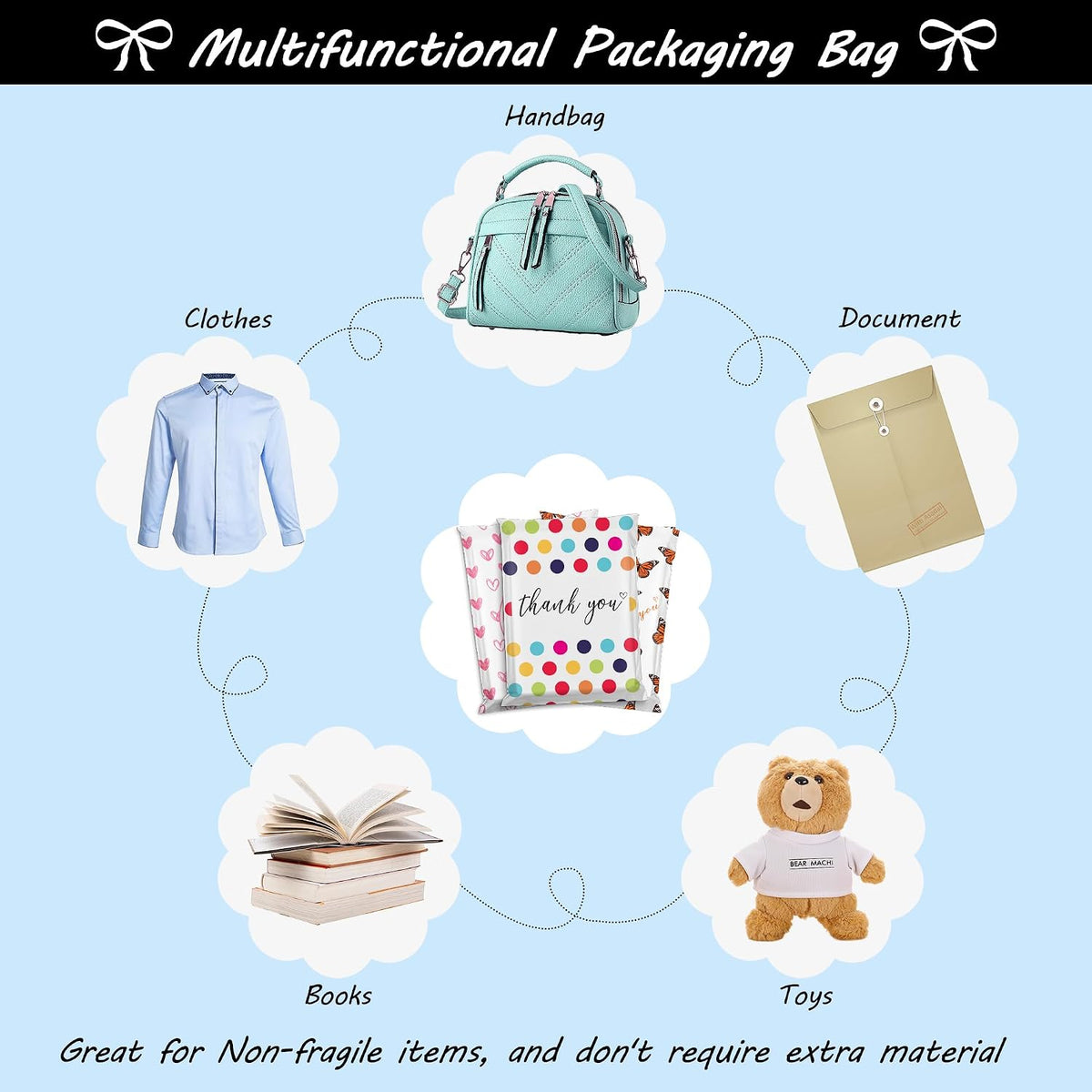10x13 Poly Mailers Variety Pack of 100, 25Pcs Each Color