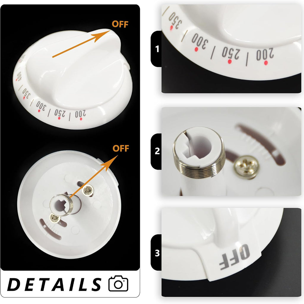 WB03K10036 Gas Range Thermostat Stove Knob Control White (2PCS) | Compatible with GE & Hotpoint Range Oven, Kitchen