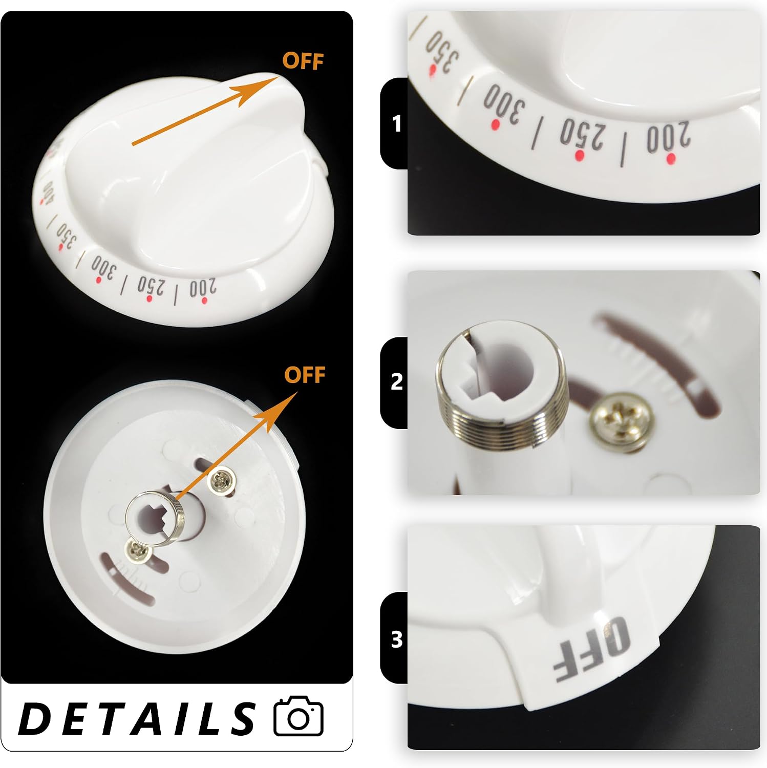 WB03K10036 Gas Range Thermostat Stove Knob Control White (2PCS) | Compatible with GE & Hotpoint Range Oven, Kitchen
