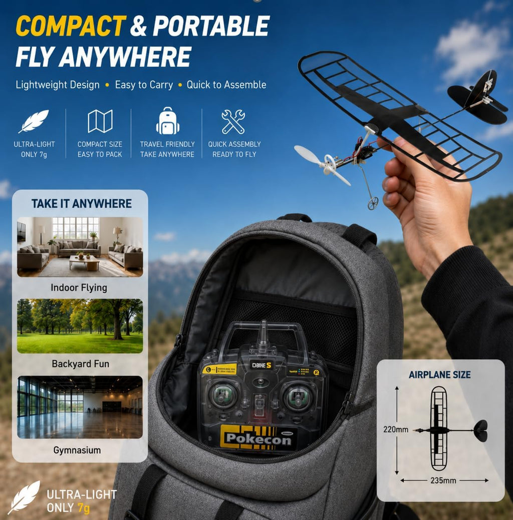 Ultra-Light Film Covered RC Plane for Adults & Beginners with Smart Flight Stabilization, 2.4GHz 3CH Remote Control