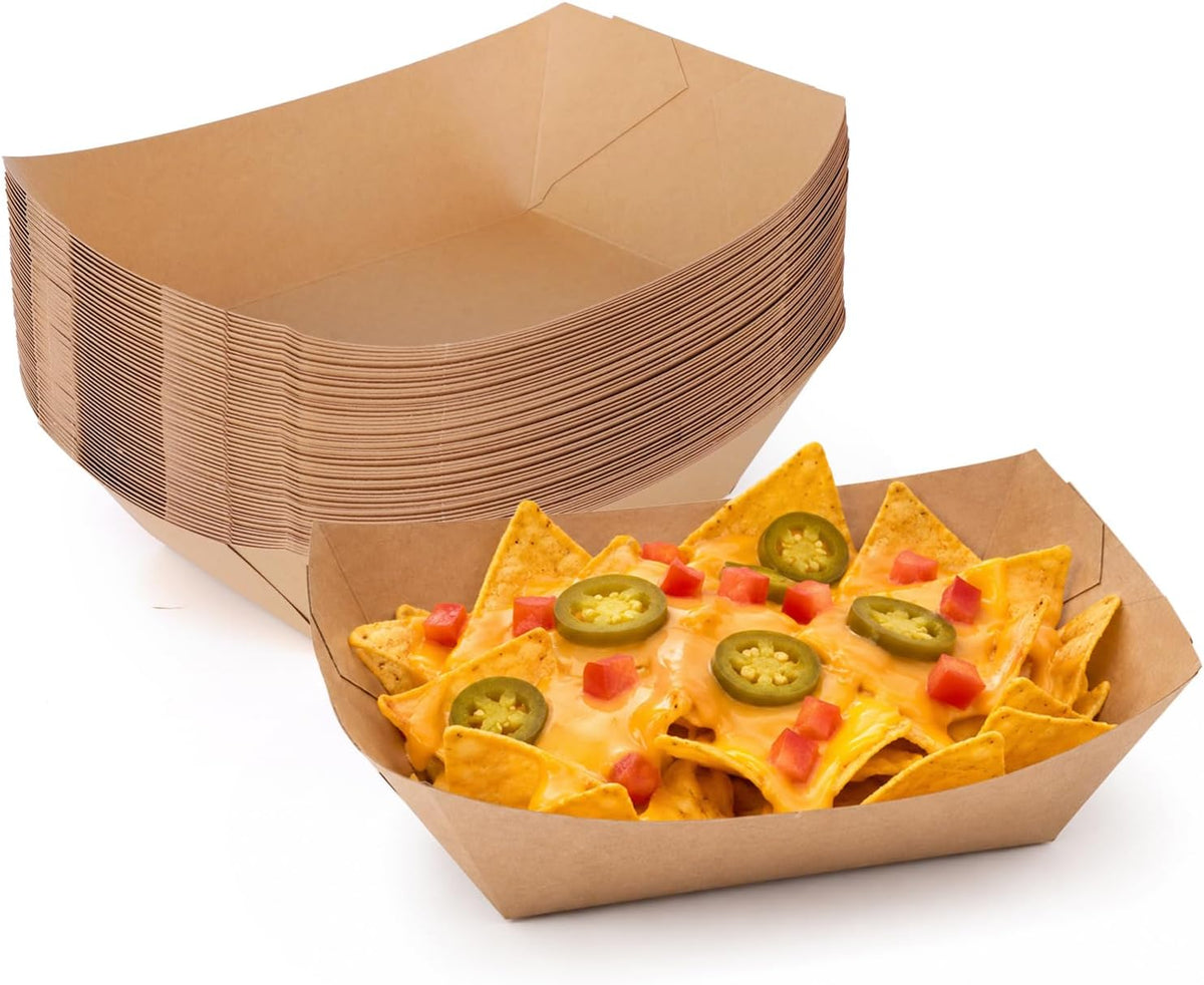 200 Pack 3lb Paper Food Trays, Disposable Boats for Serving Food